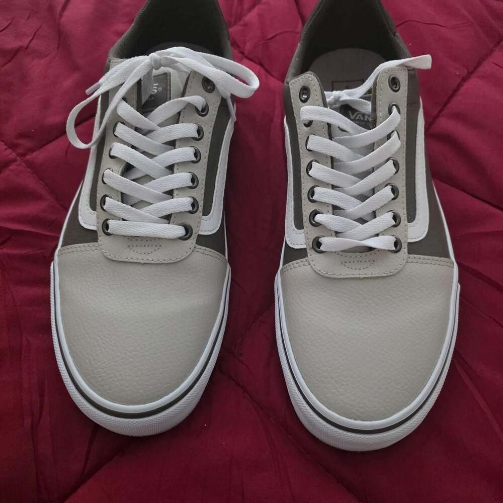 Vans Ward Deluxe Tumble Leather Skate Shoes Brown Beige Size 11
